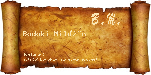 Bodoki Milán névjegykártya